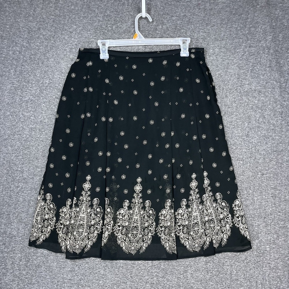 Jones Wear Petite Skirt Knee Length Black Sheer Chiffon Lined Floral Women's 12P